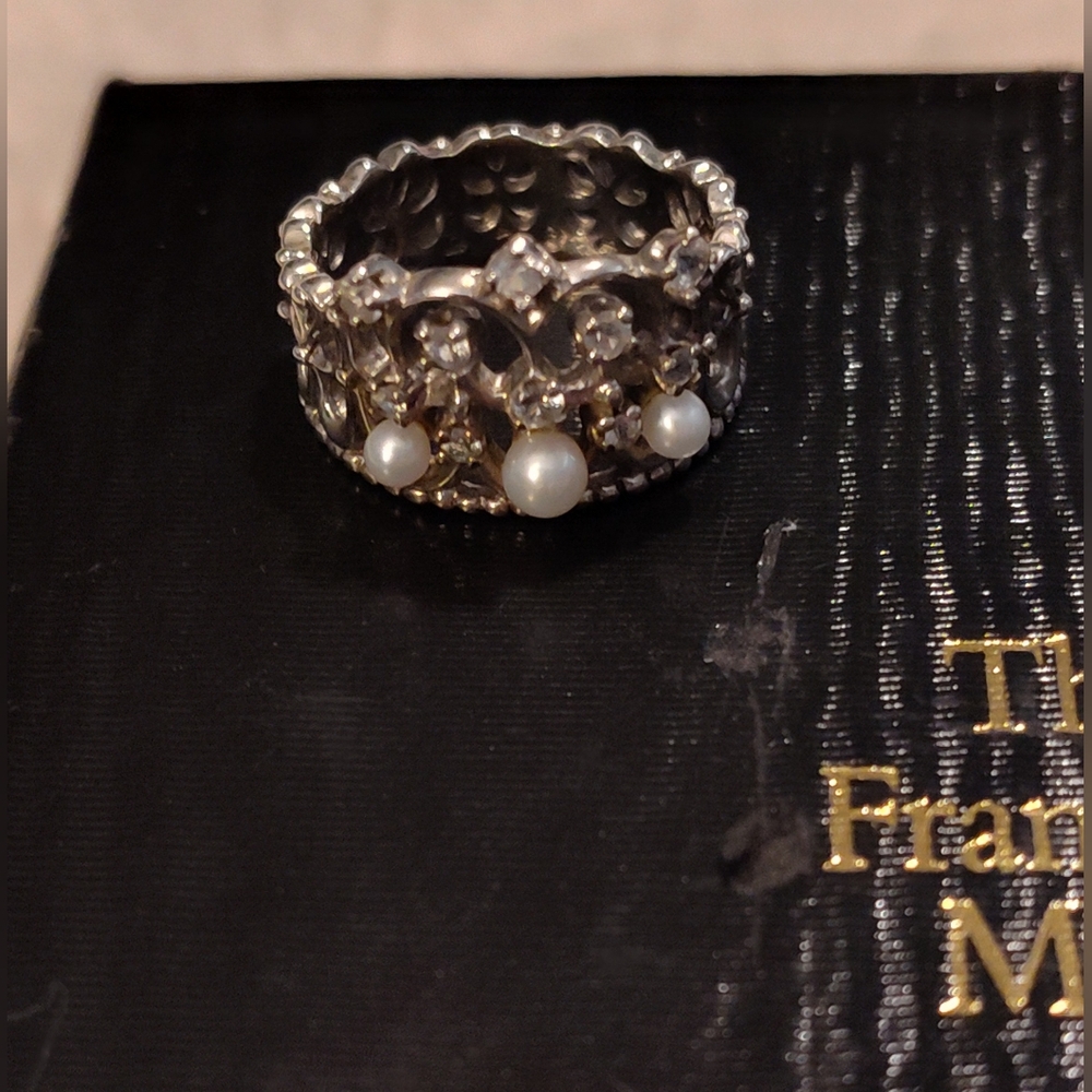 NEW! RETIRED Princess Diana Elegant Silver 925 Crown Ring with Pearls - Picture 6 of 11